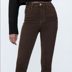 Zara skinny sculpt jeans in brown size 6 NWT
